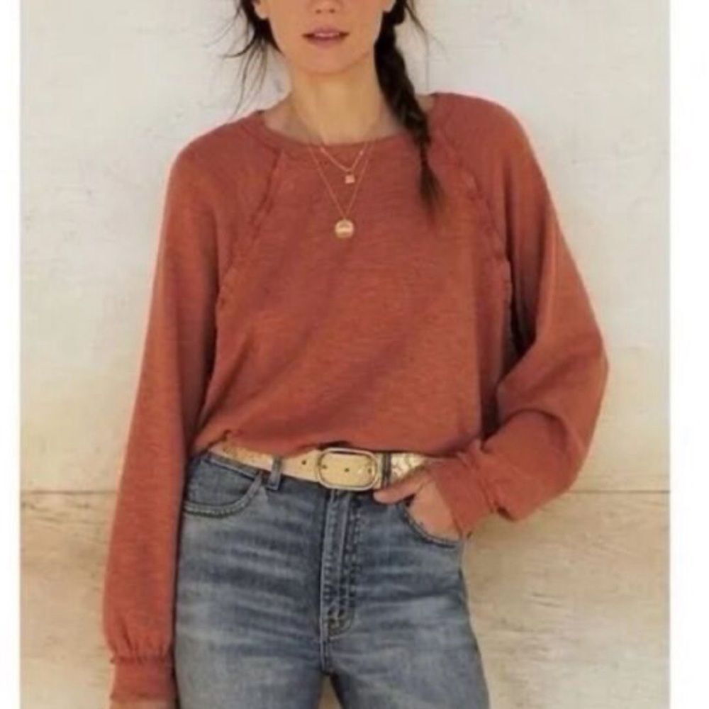 PILCRO Anthropologie Diana Pullover Knit Top Ruffle Detail Rounded Hem Size XL - Picture 12 of 12